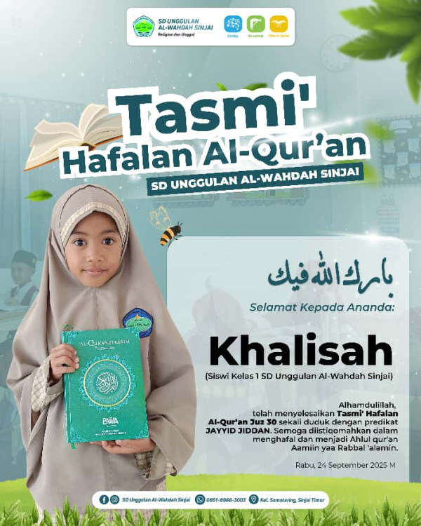 Siswi Kelas 1 SD Unggulan Al-Wahdah Sinjai Tuntaskan Hafalan Juz 30, Suasana Tasmi' Penuh Haru